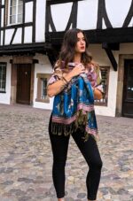 Peruvian Patterned Scarf-Shawl | Reversible Pink - Beige - Green | Inka Peruvian Pashmina - Image 4