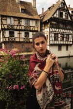 Peruvian Patterned Scarf-Shawl | Reversible DArk Red - Pink - Beige | Inka Peruvian Pashmina - Image 5