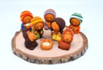 Handcrafted Peruvian Nativity Set - Little Peasant with Peruvian Llamas - Model: "Ojitos-Caricaturas"