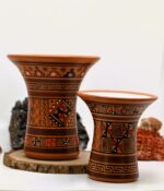 Couple of Inca Ceremonial Vase - Keros in Earth Tones, Brown and Orange - Inca Keros Peru - Image 8