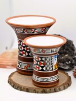 Couple of Inca Ceremonial Vase - Keros in Earth Tones, White and Brown - Inca Keros Peru - Image 4