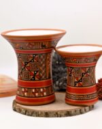 Couple of Inca Ceremonial Vase - Keros in Earth Tones, Brown and Orange - Inca Keros Peru - Image 2