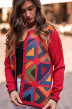 Red Baby Alpaca Vest – Open Front Inca Design | Handwoven Peruvian Wool, Ethical & Sustainable Luxury - Image 2