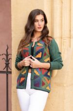 Green Baby Alpaca Vest – Open Front Inca Design | 100% Natural Peruvian Wool, Handwoven Luxury Pullover – Fair Trade