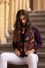 Mauve Baby Alpaca Vest – Inca Geometric Front | Handwoven Peruvian Wool Pullover, Open Front, 100% Natural Fiber – Fair Trade - Image 4