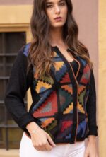 Black Baby Alpaca Vest Pullover - Inca Design | 100% Natural Fiber | Peruvian Craftsmanship