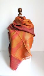Baby Alpaca and Silk Peruvian Shawl: Energetics Orange Sun Colors - Image 5