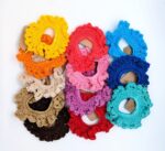 Hand-Knitted 100% Peruvian Cotton Scrunchie - Soft, Stylish, Sustainable - Sun colors - orange and yellow - Image 2