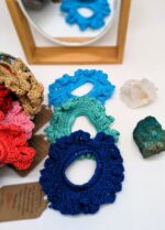 Hand-Knitted 100% Peruvian Cotton Scrunchie - Soft, Stylish, Sustainable - Variations of blues - Image 3