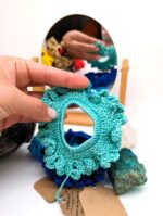 Hand-Knitted 100% Peruvian Cotton Scrunchie - Soft, Stylish, Sustainable - Variations of blues - Image 7