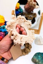 Hand-Knitted 100% Peruvian Cotton Scrunchie - Soft, Stylish, Sustainable - variations from beige to brown - Image 3