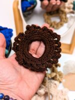 Hand-Knitted 100% Peruvian Cotton Scrunchie - Soft, Stylish, Sustainable - variations from beige to brown - Image 5