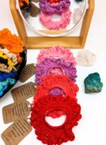 Hand-Knitted 100% Peruvian Cotton Scrunchie - Soft, Stylish, Sustainable - Reddish and pinkish variations