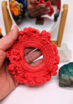 Hand-Knitted 100% Peruvian Cotton Scrunchie - Soft, Stylish, Sustainable - Reddish and pinkish variations - Image 6