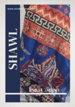 Peruvian Handwoven Cotton Shawl – Reversible Blue & Fiery Red Tones | Timeless Andean Elegance - Image 3