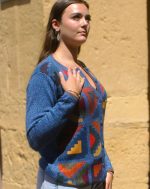 Blue Mélange Baby Alpaca Vest – Inca Geometric Front | Open Peruvian Pullover in 100% Natural Wool – Handwoven & Fair Trade - Image 3