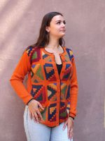 Orange Baby Alpaca Vest – Open Front Inca Design | Handwoven Luxury Peruvian Wool, Ethical & Sustainable Fashion - Image 4