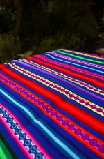 Square Mestana - Peruvian Andean Fabric JAUJA | Colorful Striped Aguayo | Handmade in Peru | Square shape of 60x60cm - Image 2