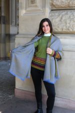 Blue & Bronze Baby Alpaca & Silk Shawl – Abstract Depth | Handwoven Ethical Peruvian Luxury - Image 4