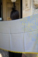 Blue & Bronze Baby Alpaca & Silk Shawl – Abstract Depth | Handwoven Ethical Peruvian Luxury - Image 2