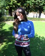 Blue Mélange Baby Alpaca Pullover – Inca Borders | Andean Essence Collection - Image 2