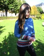 Blue Mélange Baby Alpaca Pullover – Inca Borders | Andean Essence Collection - Image 3