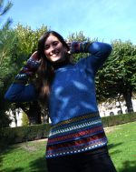Blue Mélange Baby Alpaca Pullover – Inca Borders | Andean Essence Collection - Image 5