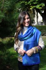 Blue & Turquoise Baby Alpaca & Silk Shawl – Sky Serenity | Reversible Andean Luxury
