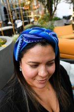 Deep & Light Blue Handwoven Headband – Andean Aura Collection - Image 6