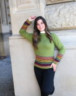Olive Green Baby Alpaca Pullover – Inca Borders | Andean Essence Collection - Image 2
