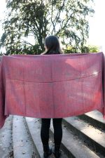Red & Gray Baby Alpaca & Silk Shawl – Geometric Harmony - Image 8
