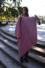 Red & Gray Baby Alpaca & Silk Shawl – Geometric Harmony - Image 7