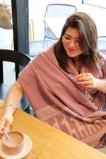 Lilac & Light Grey Polar Cotton Shawl – The Glow of the Andes– The Heartbeat of the Andes – Andean Essence Collection - Image 3