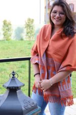 Orange & Grey Polar Cotton Shawl – The Glow of the Andes– The Heartbeat of the Andes – Andean Essence Collection - Image 3