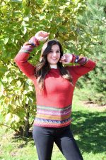 Red Baby Alpaca Pullover – Inca Borders | Andean Essence Collection