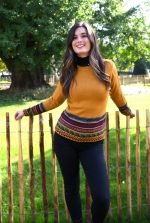 Mustard Yellow Baby Alpaca Pullover – Inca Borders | Andean Essence Collection - Image 2