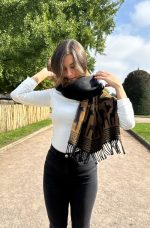 Black & Camel Polar Cotton Shawl – Timeless Sophistication, Andean Soul – Andean Essence Collection - Image 8