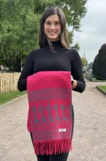 Fuchsia & Grey Polar Cotton Shawl – The Joy of Andean Color - Andean Essence Collection - Image 2