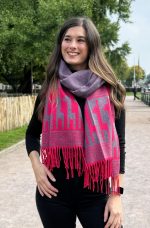 Fuchsia & Grey Polar Cotton Shawl – The Joy of Andean Color - Andean Essence Collection