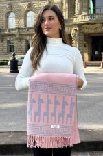 Rose Pastel & Silver Grey Polar cotton shawl – Andean Essence Collection - Image 2