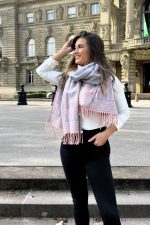 Rose Pastel & Silver Grey Polar cotton shawl – Andean Essence Collection - Image 6