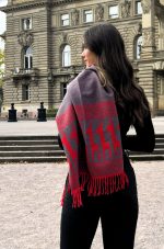 Red & Mauve Grey Polar Cotton Shawl – The Heartbeat of the Andes – Andean Essence Collection - Image 6