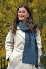 Blue Heather Baby Alpaca Scarf – Soft Blue and Light Grey Blend – Luxury Natural Fiber - Image 3