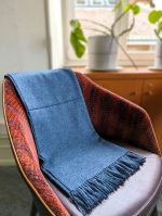 Steel Blue Baby Alpaca Throw Blanket – Denim-Inspired Elegance in Pure Andean Luxury