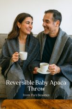 Anthracite Geometric Baby Alpaca Throw – Elegant Dark Grey Luxury Blanket