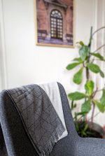 Anthracite Geometric Baby Alpaca Throw – Elegant Dark Grey Luxury Blanket - Image 5