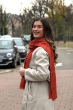 Pure Baby Alpaca Scarf – Deep Vibrant Orange for Bold, Timeless Elegance